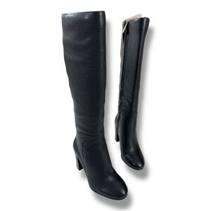 Kenneth Cole New York Justin Black Leather Knee High Block Heel Boot Wm 5.5 NWOT